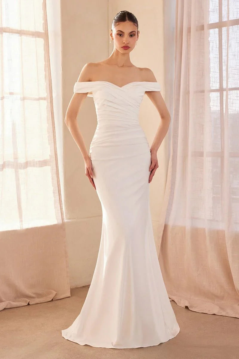 Tinsley Gown Stretch Off The Shoulder Dress Off White