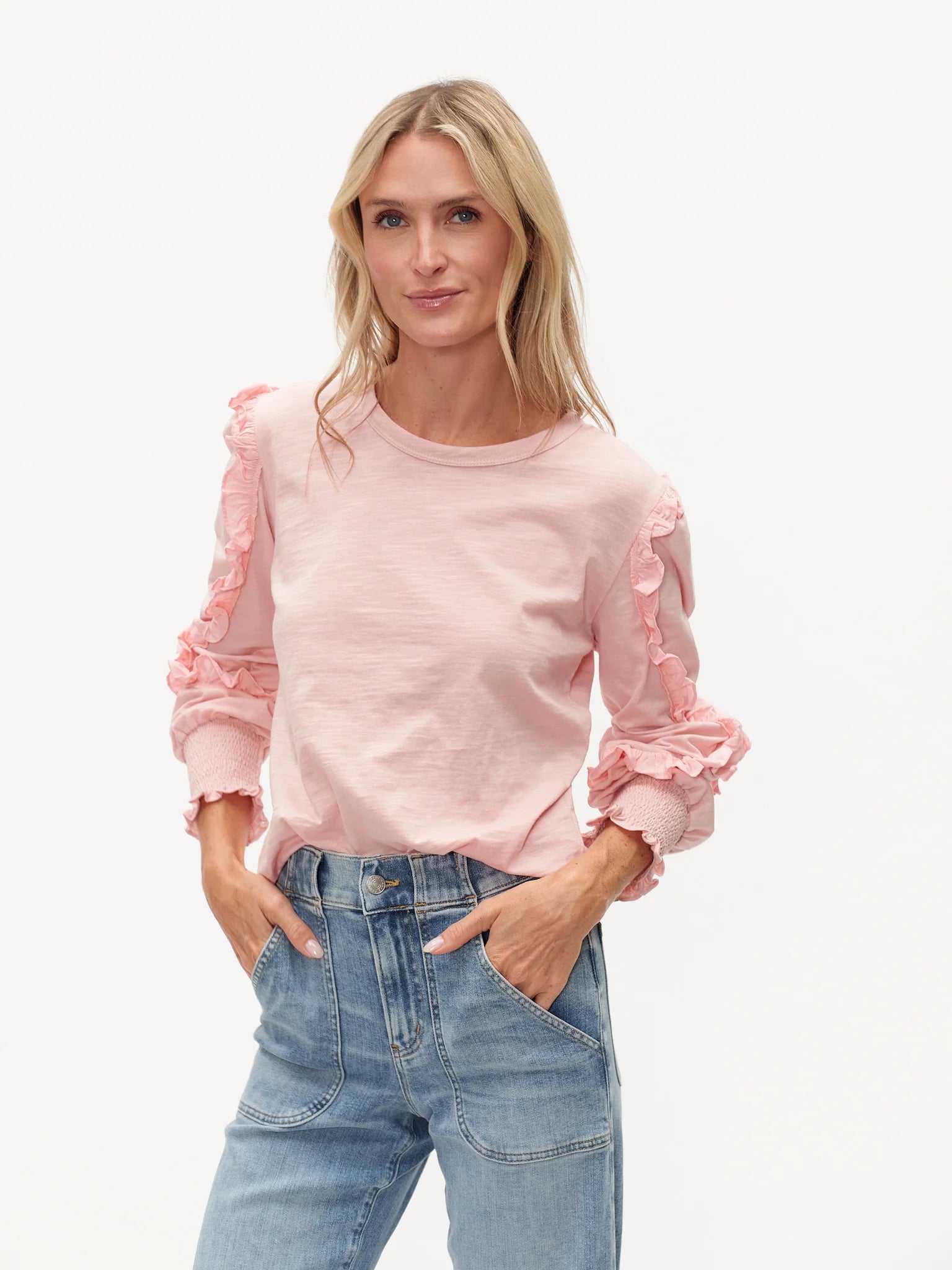 Millie Ruffle Top Rose Quartz