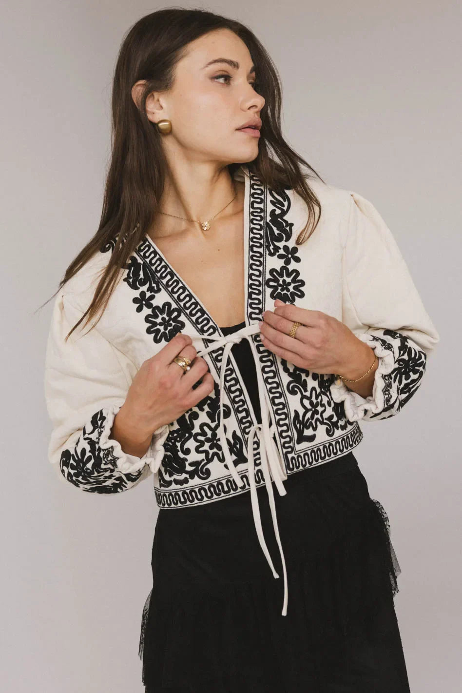 Benja Embroidered Jacket in Ivory FINAL SALE