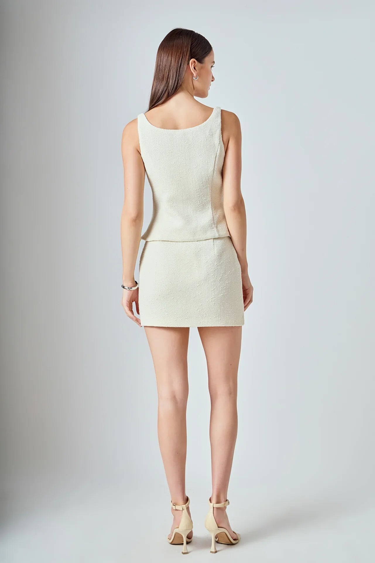 Tweed Skinny Strap Tank Top