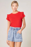 Brooke Ruffle Shoulder Tee multiple colors