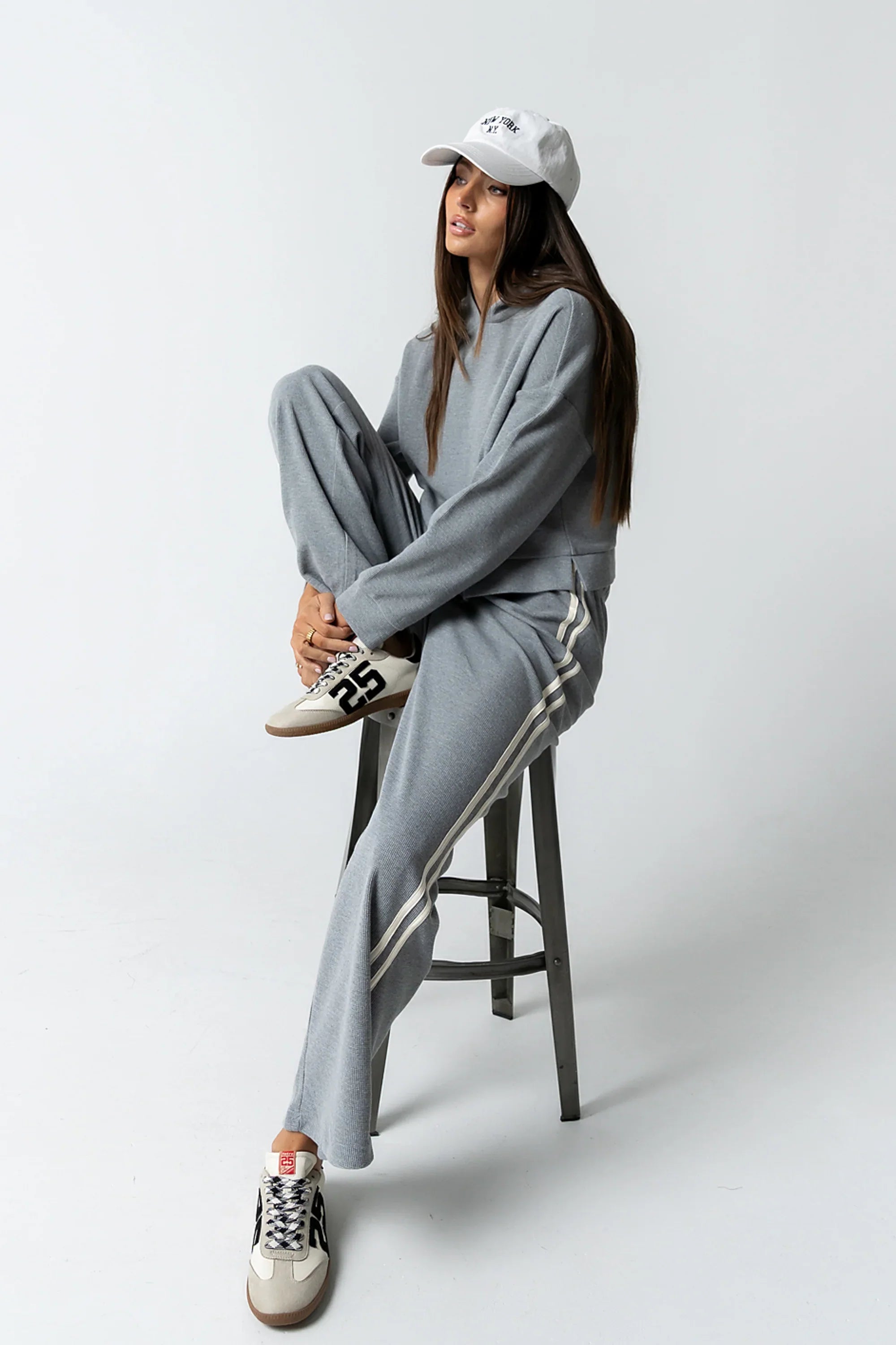 Kourtney Waffle Knit Pants in Grey