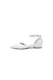 Pointed Toe Ankle Strap Pearl Beaded Low Heels