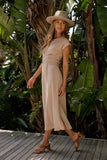 Vaeda Ribbed Tie Dress in Tan FINAL SALE