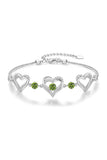 Silver Love Heart Link Birthstone Bracelets