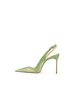 Green Slingback Mid Heel Stiletto Sandals