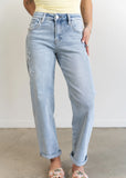 Katie Flower Patch Barrel Jeans