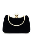 Graceful Black Rhinestone Handle Clutch Bag