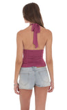 Lucy in the Sky Ruched Halter Top in Magenta