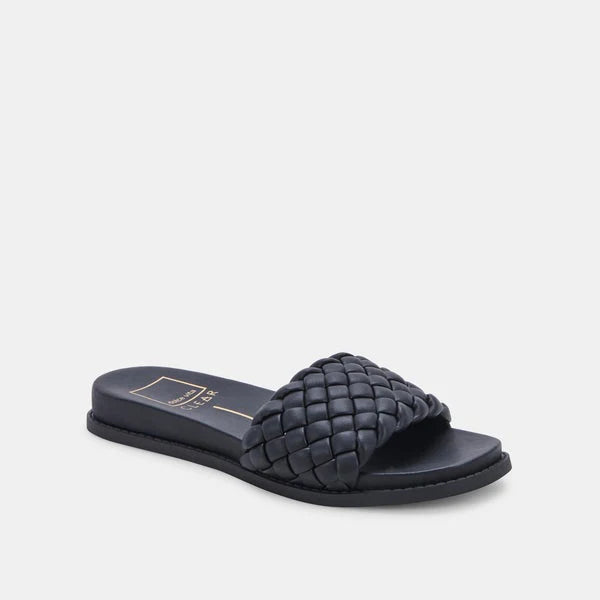 Grazie Woven Slide Sandal in Black