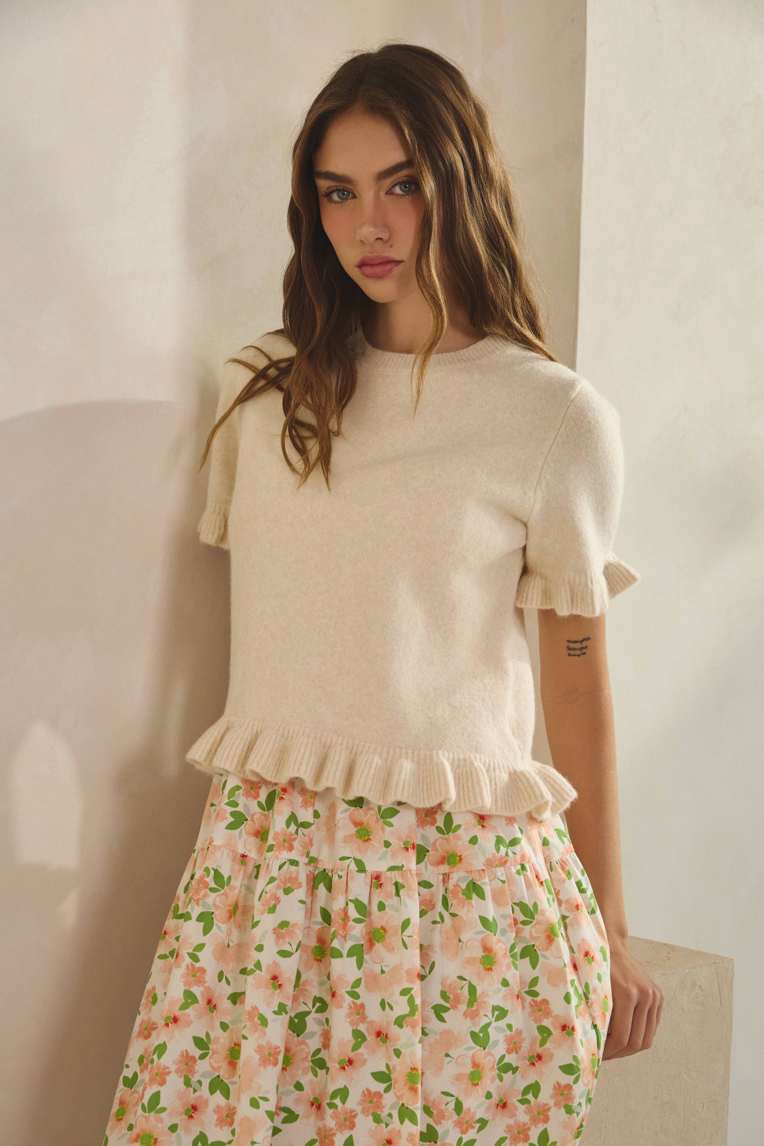 Drew Ruffle Hem Tee