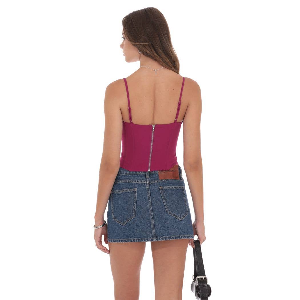 Lucy in the Sky Pointed Corset Top in Magenta