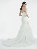 Sweetheart Mermaid Organza Wedding Dress With Ruching and Ruffles