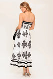 CAFE IN PARIS STRAPLESS MIDI DRESS IVORY BLACK