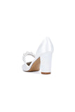Fuchsia Satin High Heels with Pearl Accent